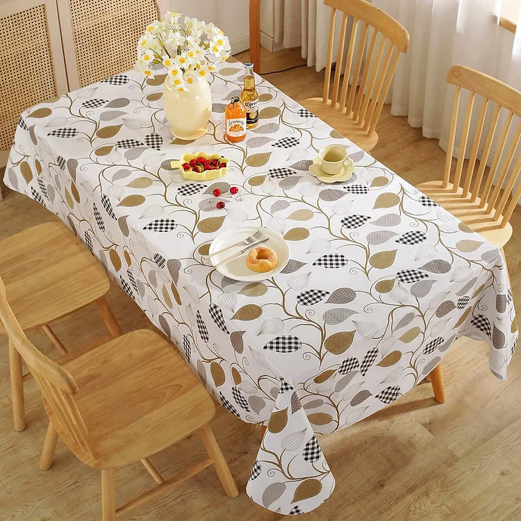 Spring Floral Leaves Rectangular Tablecloth Holiday Party Decorations Waterproof Polyester Tablecloth for Wedding Table Decor