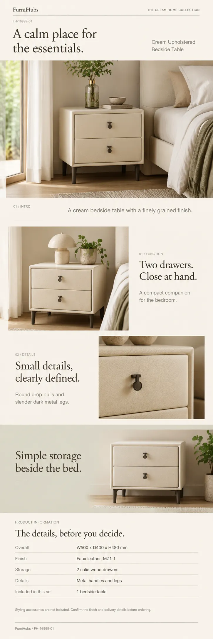 MZ Two-Drawer Bedside Table — Product view 2