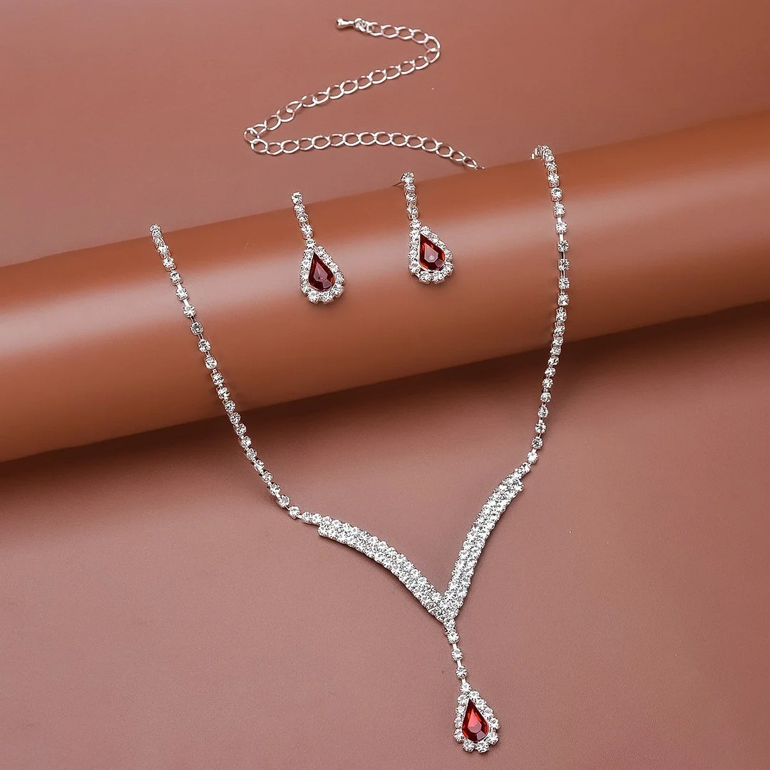 Drop shape women rhinestone fashion accessories set