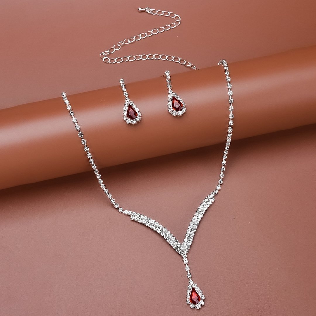 Drop shape women rhinestone fashion accessories set