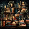 Pile Of Magic Books-11CT/14CT Stamped/Counted Cross Stitch 50*50cm/19.69*19.69in tapestrymarket