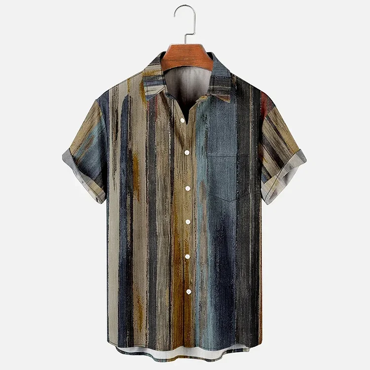 Simpfit Retro Vacation Hemd mit abstraktem Farbverlauf und geometrischem Print