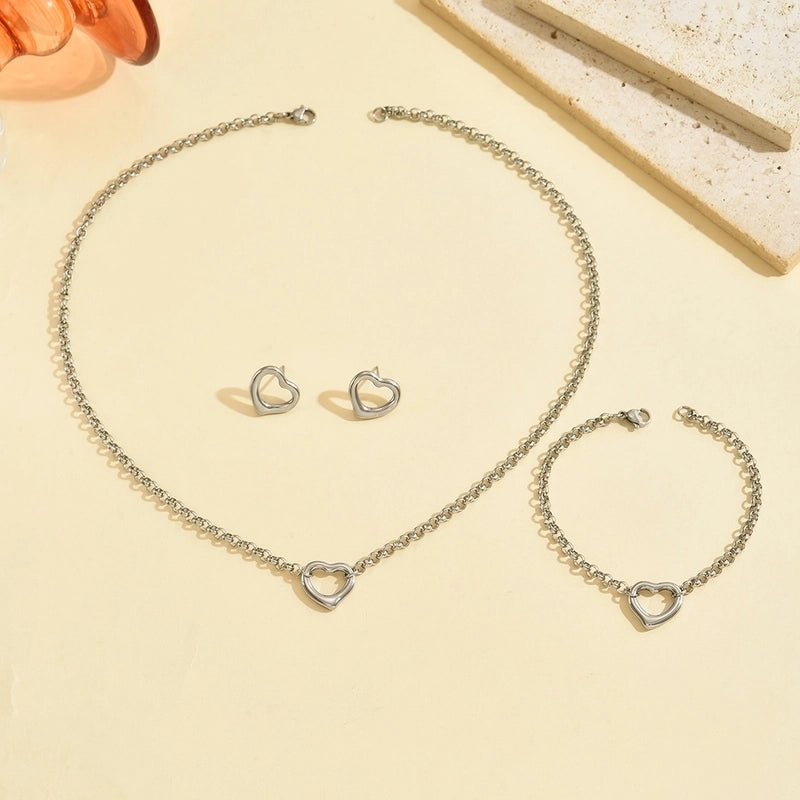 Vintage Style Classic Style Heart Shape 304 Stainless Steel Bracelets Earrings Necklace