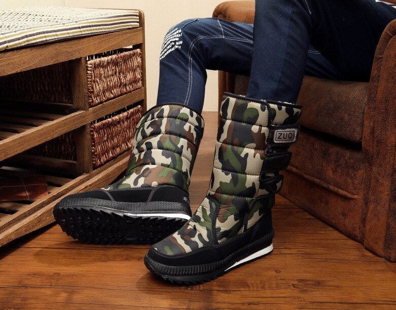 Men Boots platform snow boots for men thick plush waterproof slip-resistant winter shoes Plus size 36 - 47 2018 Winter