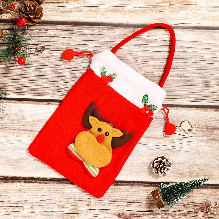 Christmas Elk Santa Claus Gift Bag for Present