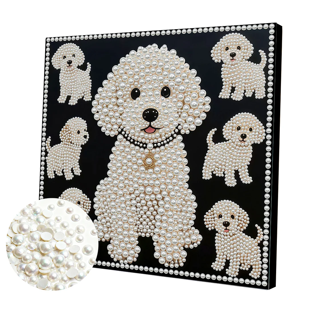 Puppy DIY Pearl Art Diamond Painting With Frame 30x30cm for Adults Home Decor