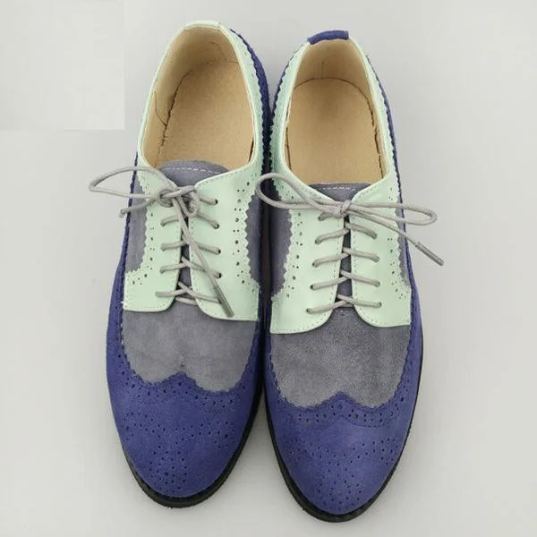Multi-color Wingtip Brogues Vintage Lace-up Oxfords Flat Shoes Vdcoo
