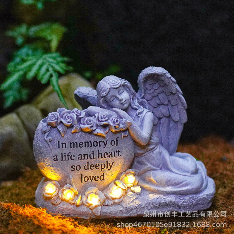 Angel Gravestone Garden Solar Resin Ornament