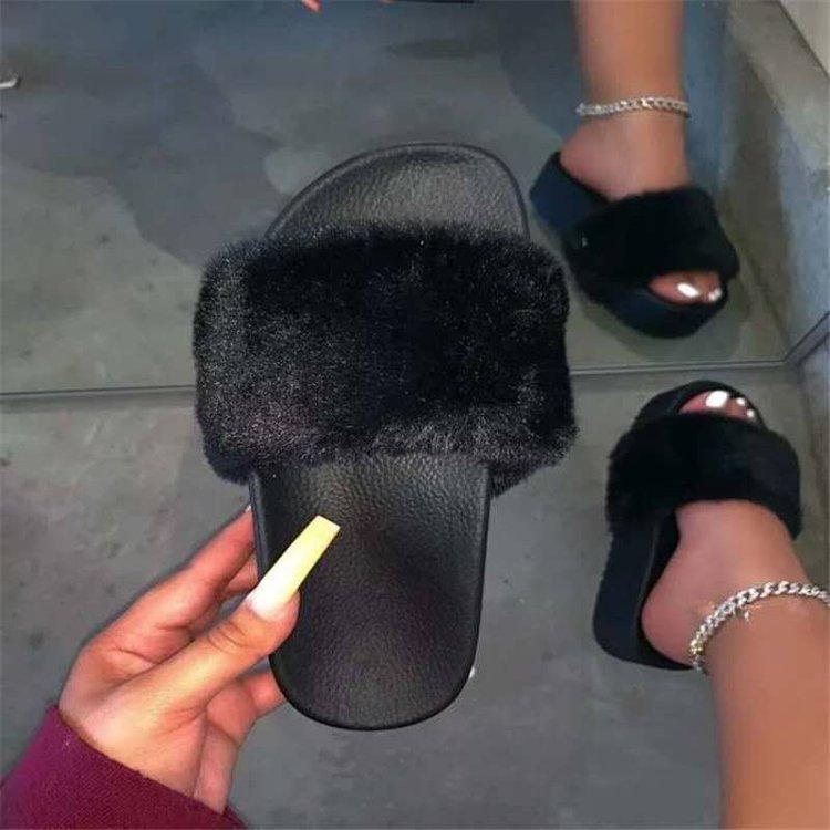 Women's thick platfom fuzzy winter indoor slippers