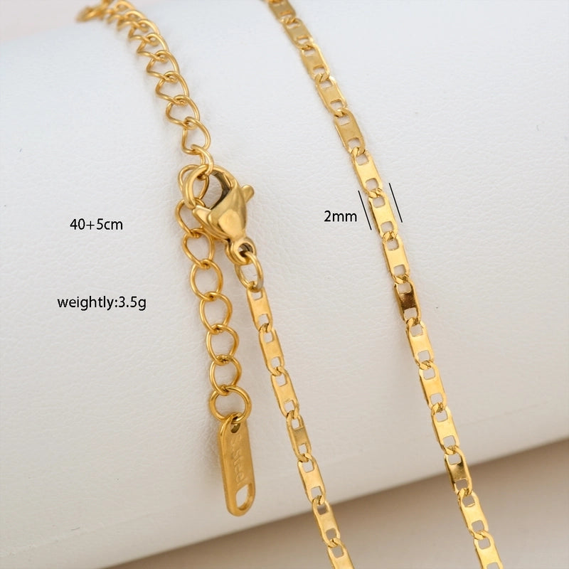 Basic Minimalist Solid Color 304 Stainless Steel 18K Gold Plated Necklace