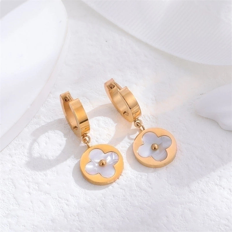 1 Pair Casual Modern Style Flower 304 Stainless Steel 18K Gold Plated Drop Earrings