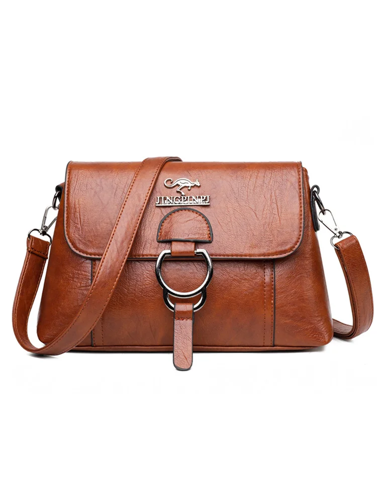 Vintage Buckle Flap Utility Crossbody Bag