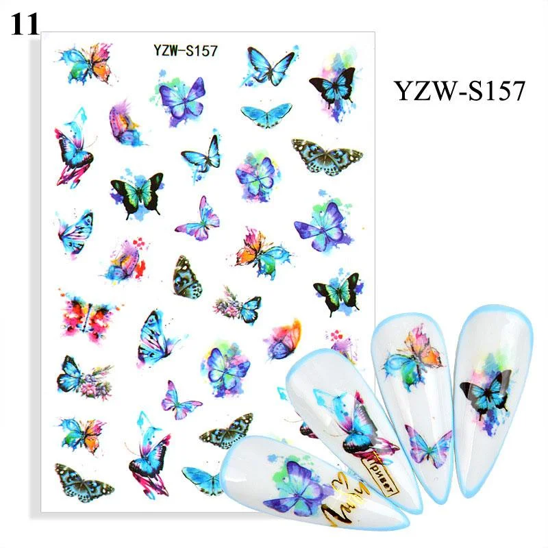 1 Sheet Human Face Nail Stickers And Decals 2021 Nail Art Decorations Set Geometric Pattern Dried Flowers Sliders For Nails Art-Nail Inspo
