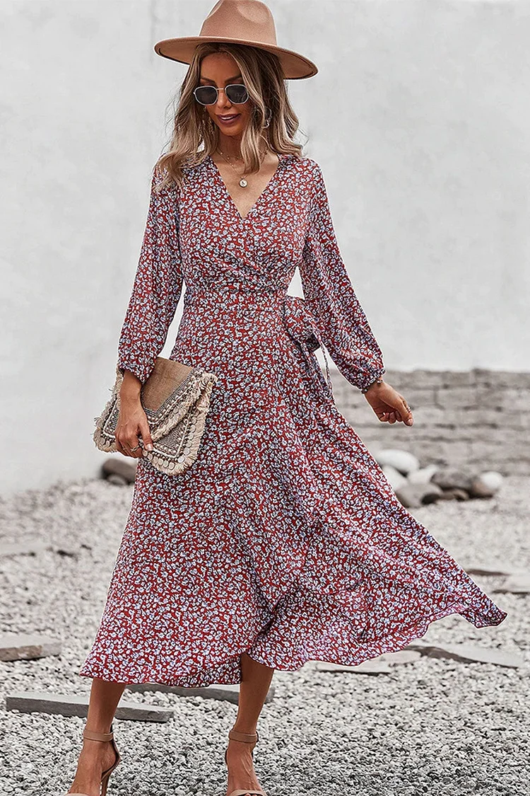 Luditu Midi Dress, Autumn Dress, Claire in Red