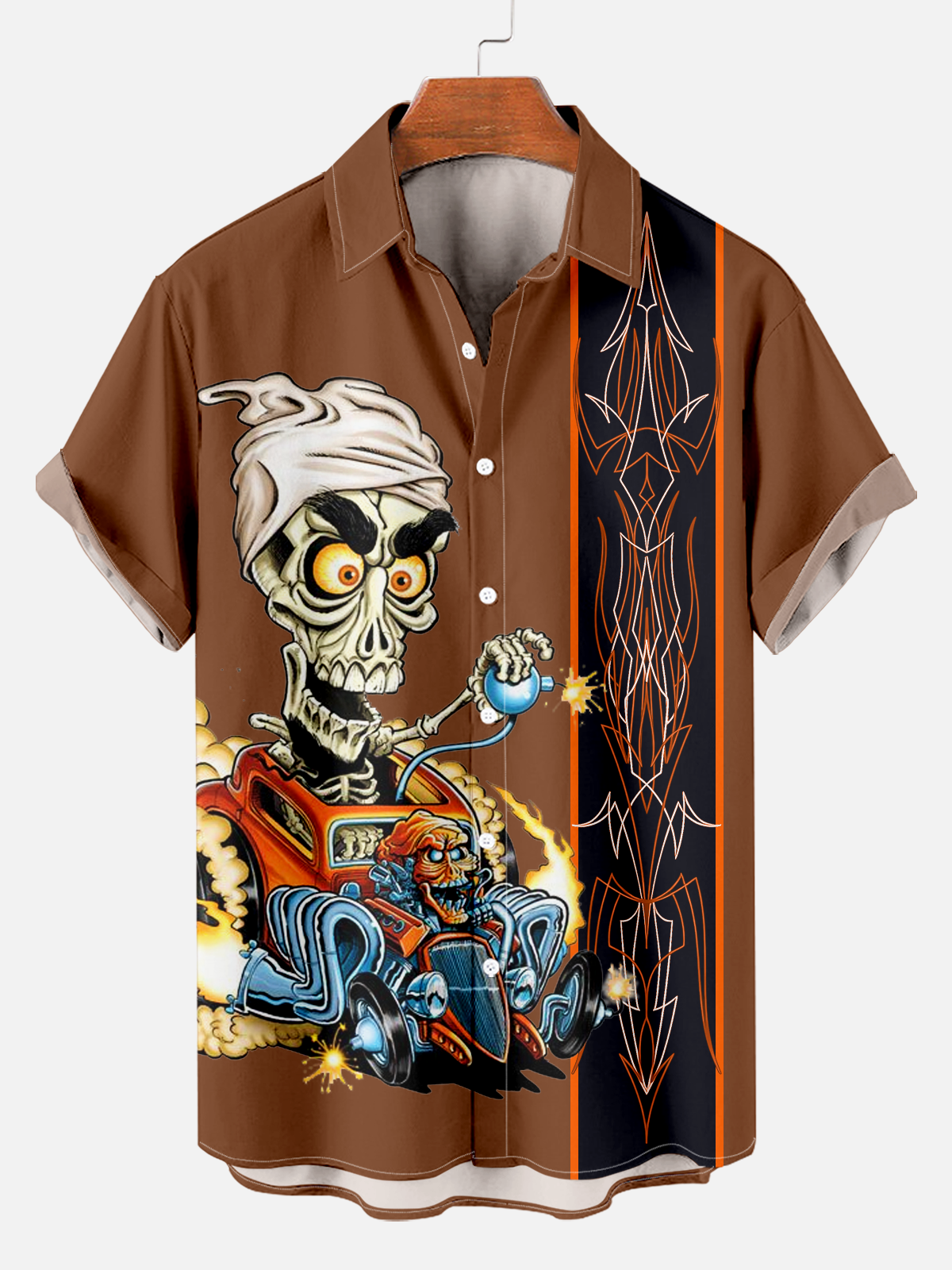 Men's modified car skull print shirt PLUSCLOTHESMAN