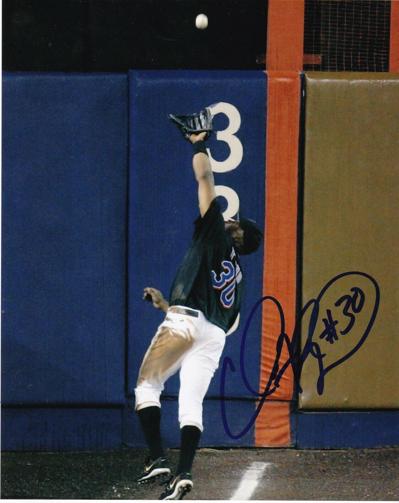 CLIFF FLOYD NEW YORK METS ACTION SIGNED 8x10