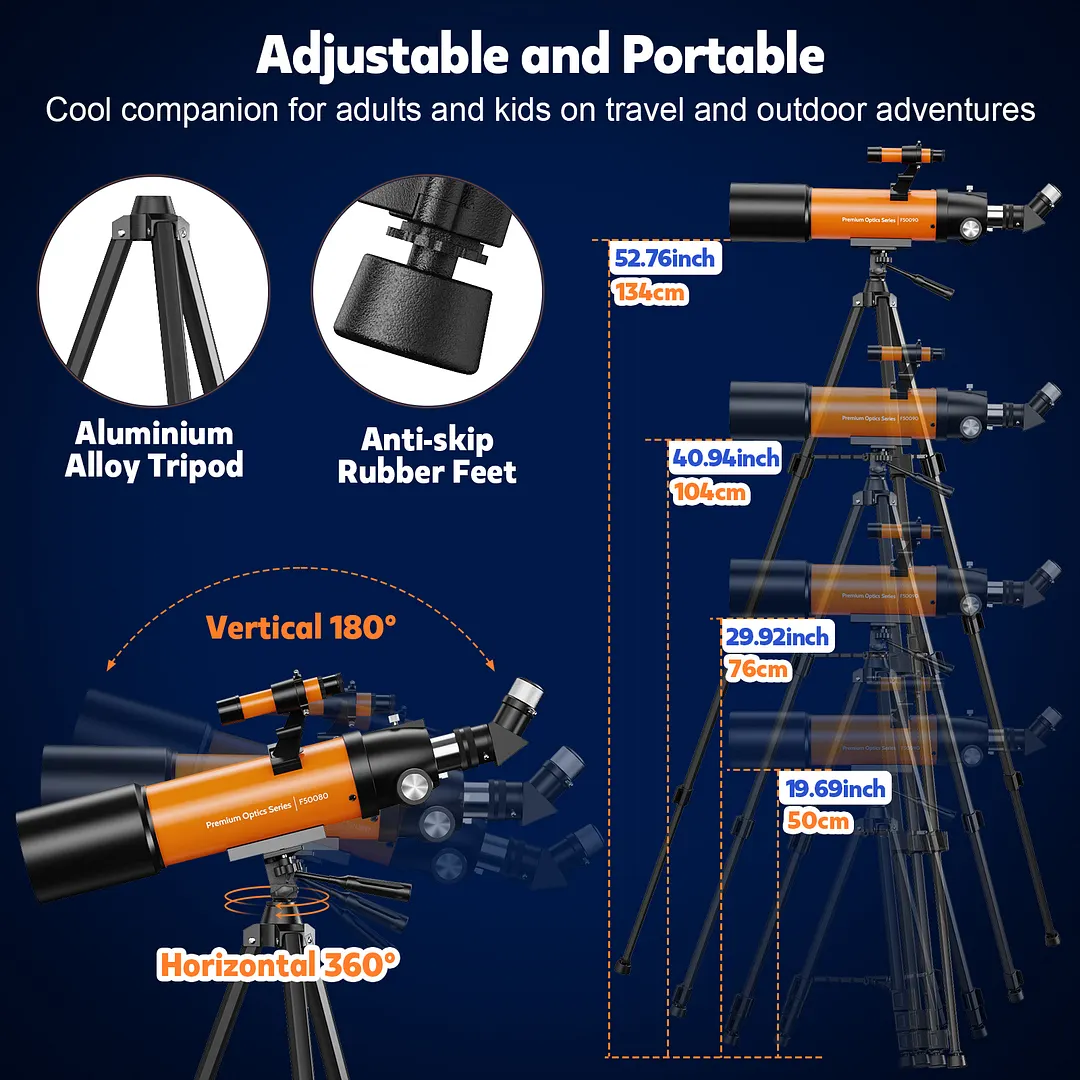BEBANG Telescope for Adults High Powered, 90mm Aperture 500mm, AZ Mount FMC, Refractor Astronomy Telescopes for Planets Stars
