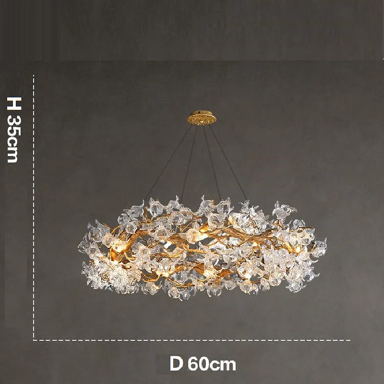 Crystal Petal Round Chandelier Living Room Lighting D24''D31'' Vjlight