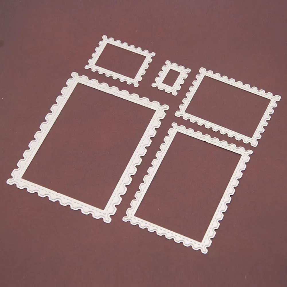 5 PCS Stitched Rectangle Scallop Frame Metal Cutting Dies Scrapbooking Steel Craft Dies Cuts Embossing Paper Card Make Stencil