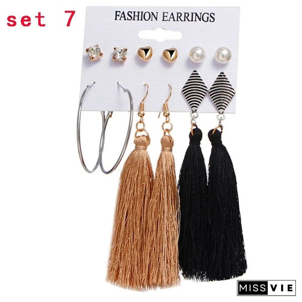 Styles New Tassel Acrylic Earrings For Women Bohemian Set Big Geometric Drop Earring