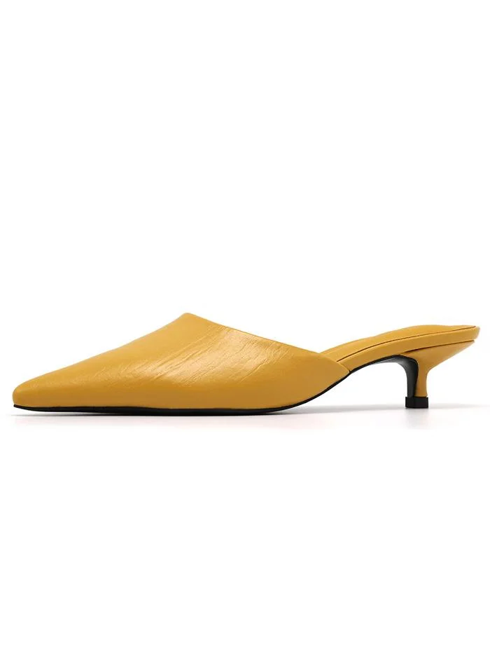 Fashion trendy pointed toe breathable toe cap low-heel slippers