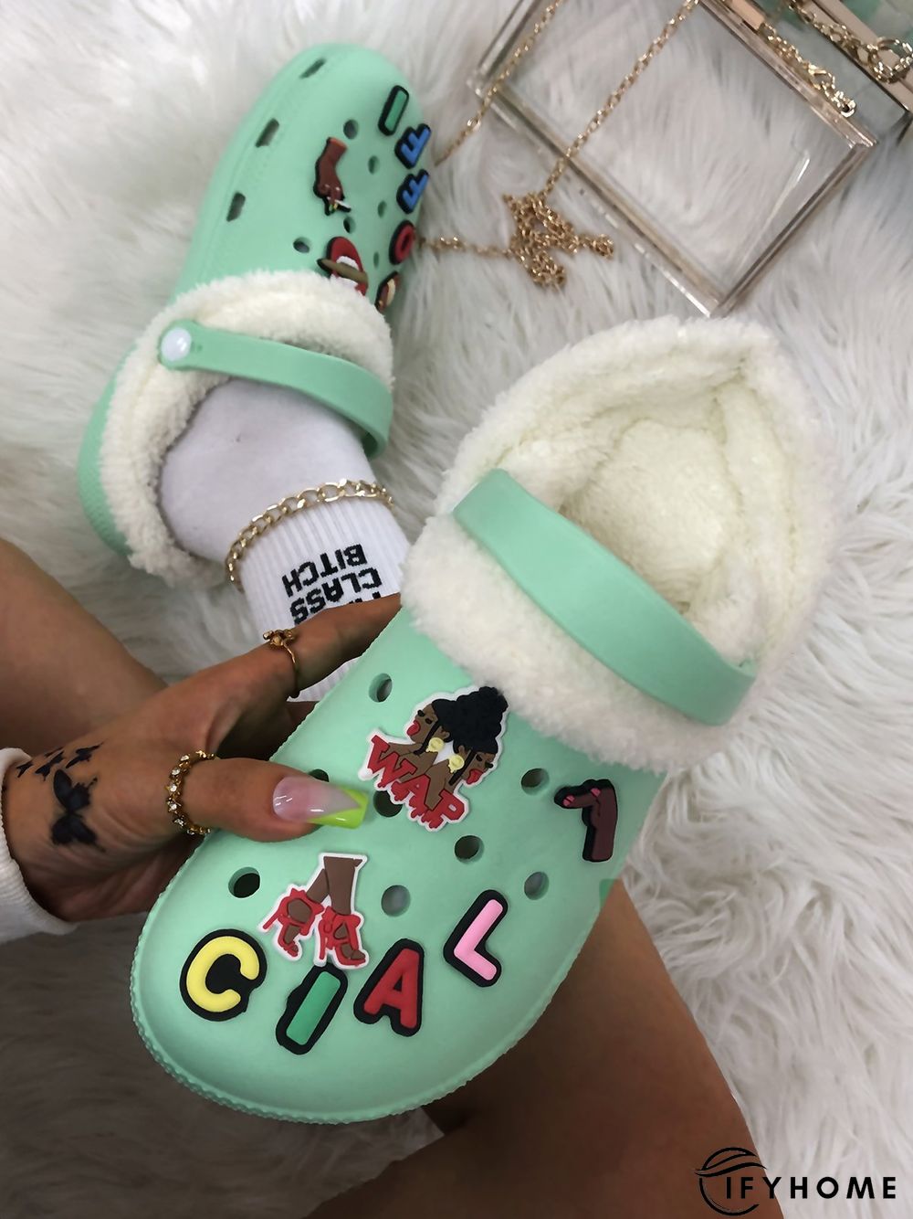 Text Letters Decor Casual EVA Vented Clogs Sandals | IFYHOME