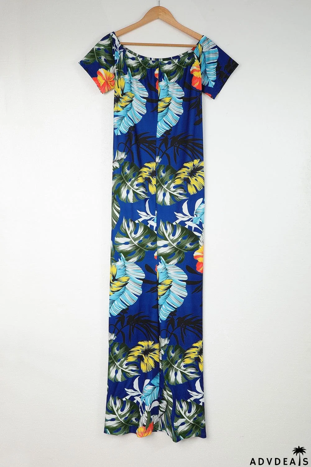 Green Boat Neck Floral Print Plus Size Maxi Dress
