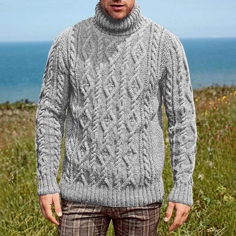 Sweater Men's High Neck Knitted Sweater