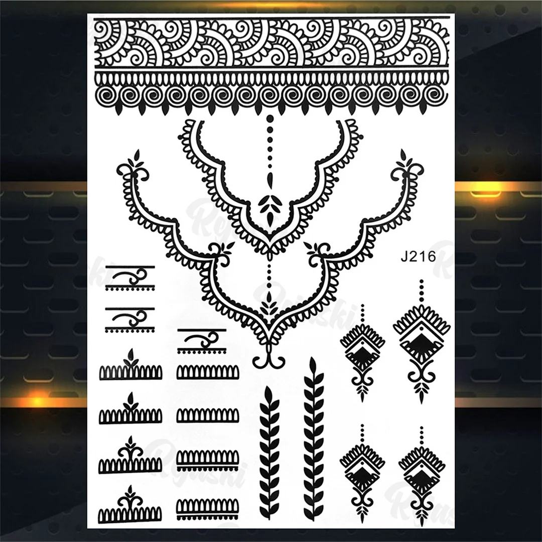 Sdrawing Elephant Pendant Temporary Tattoos For Women Men Lion Butterfly Snake Feather Fake Tattoo Sticker Glamour Back Body Tatoos