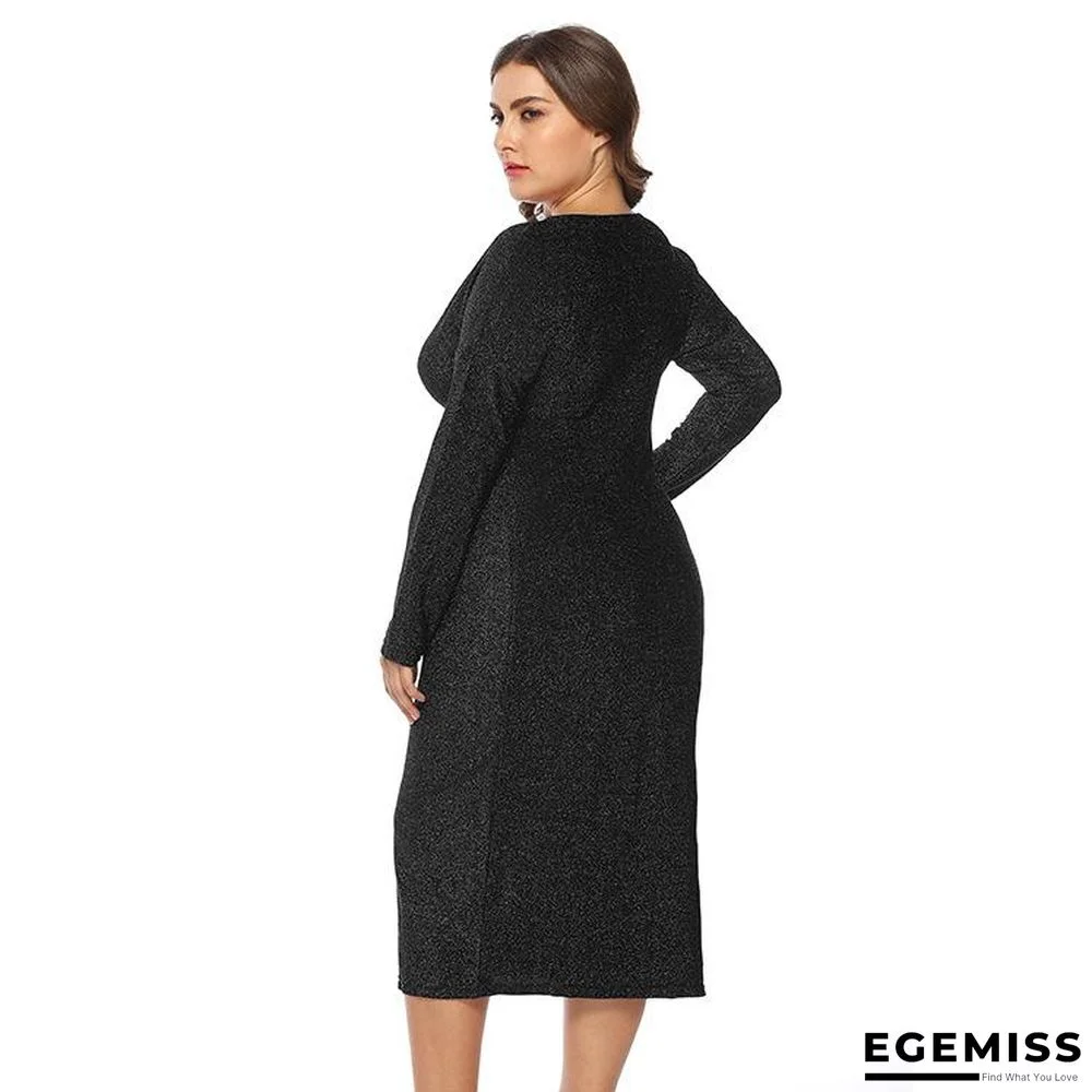 New European and American Large Size Women's V-neck Dress | EGEMISS