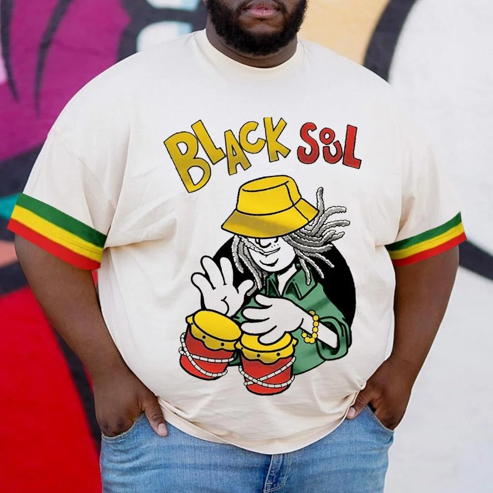 Juneteenth Black Soul Contrast Print Plus Size Men's T-Shirt