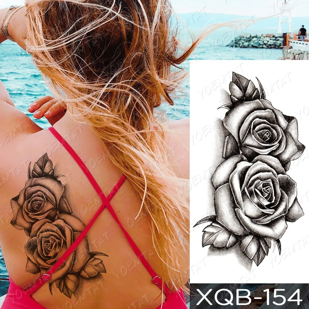 Waterproof Temporary Tattoo Sticker Old School Moth Butterfly Tatto Compass Flowers Wing Clock Body Art Arm Fake Sleeve Tatoo