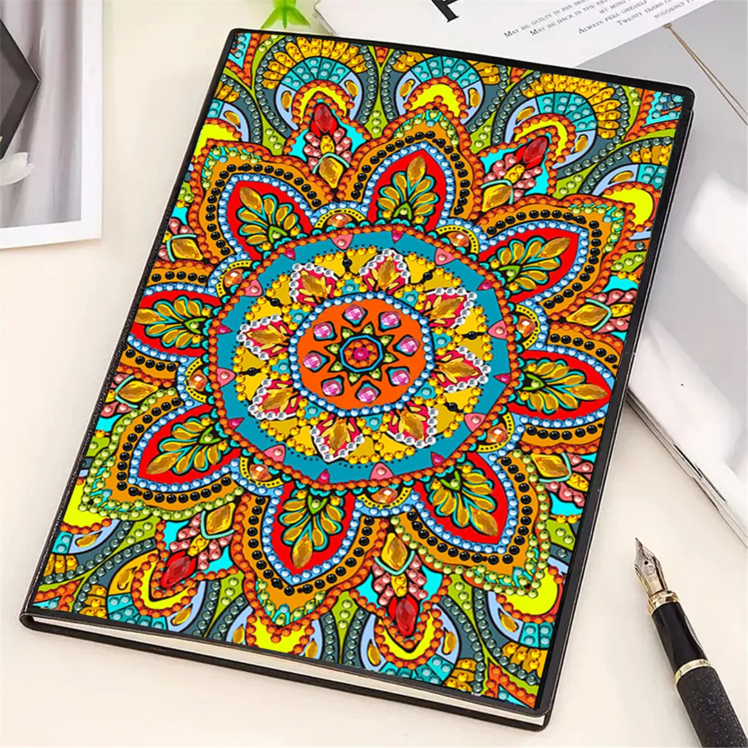 DIY Flower Diamond Painting Journals Notebooks 50 Pages A5 No Lines Special Shaped Diamond Art Kits for Beginners Craft Lovers and Artists (Mandala)