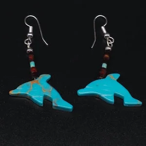 pornhint Pornhint Dolphin Fetish Earrings Blue Dolphin Heishi Jewelry Drop Animal Fetish Dolphin Earrings