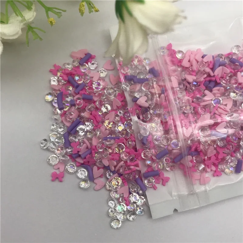 20g Love bow flower Mix for Resin DIY Supplies Nails Art Polymer Clear Clay accessories DIY Sequins scrapbook shakes Craft