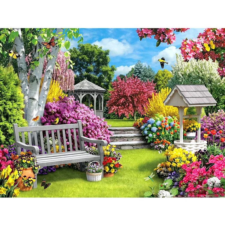Colorful Garden  Full Round Diamond Painting 40*30cm