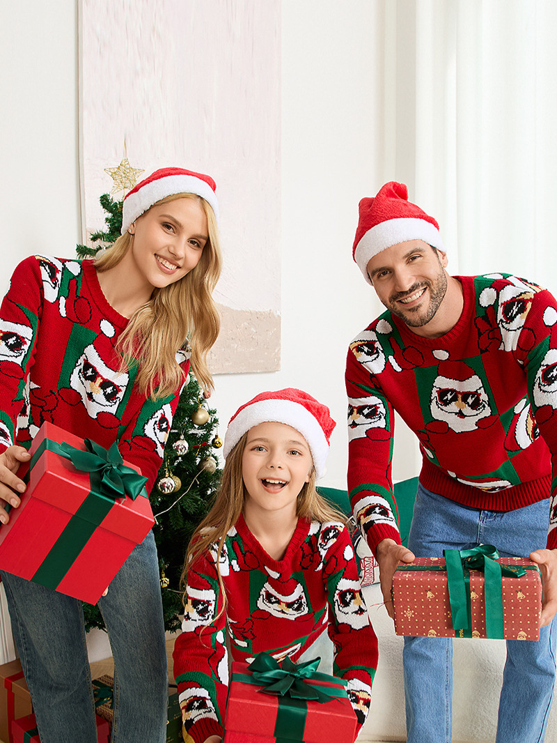 Santa Claus Parent-child Outfit Casual Christmas Couple Outfit Long-sleeved Christmas Sweater