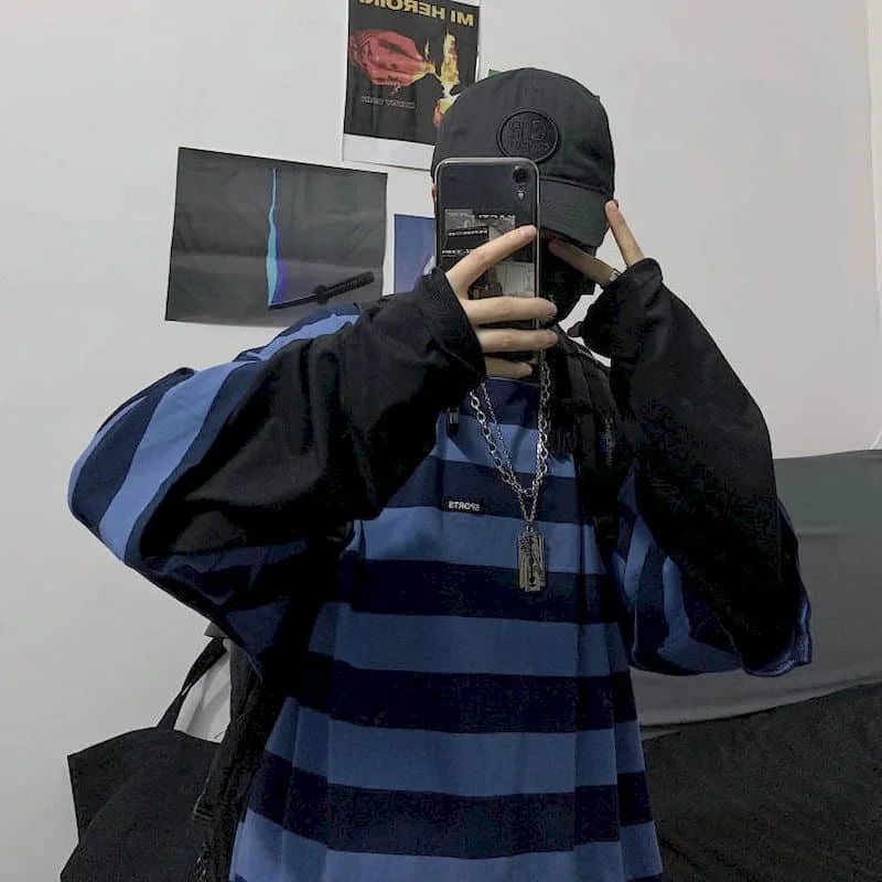 Autumn Korean Oversized Tshirt Women T Shirt Men Loose Harajuku BF Retro Striped Fake Two-piece Long-sleeved T-shirt Student Top 1226