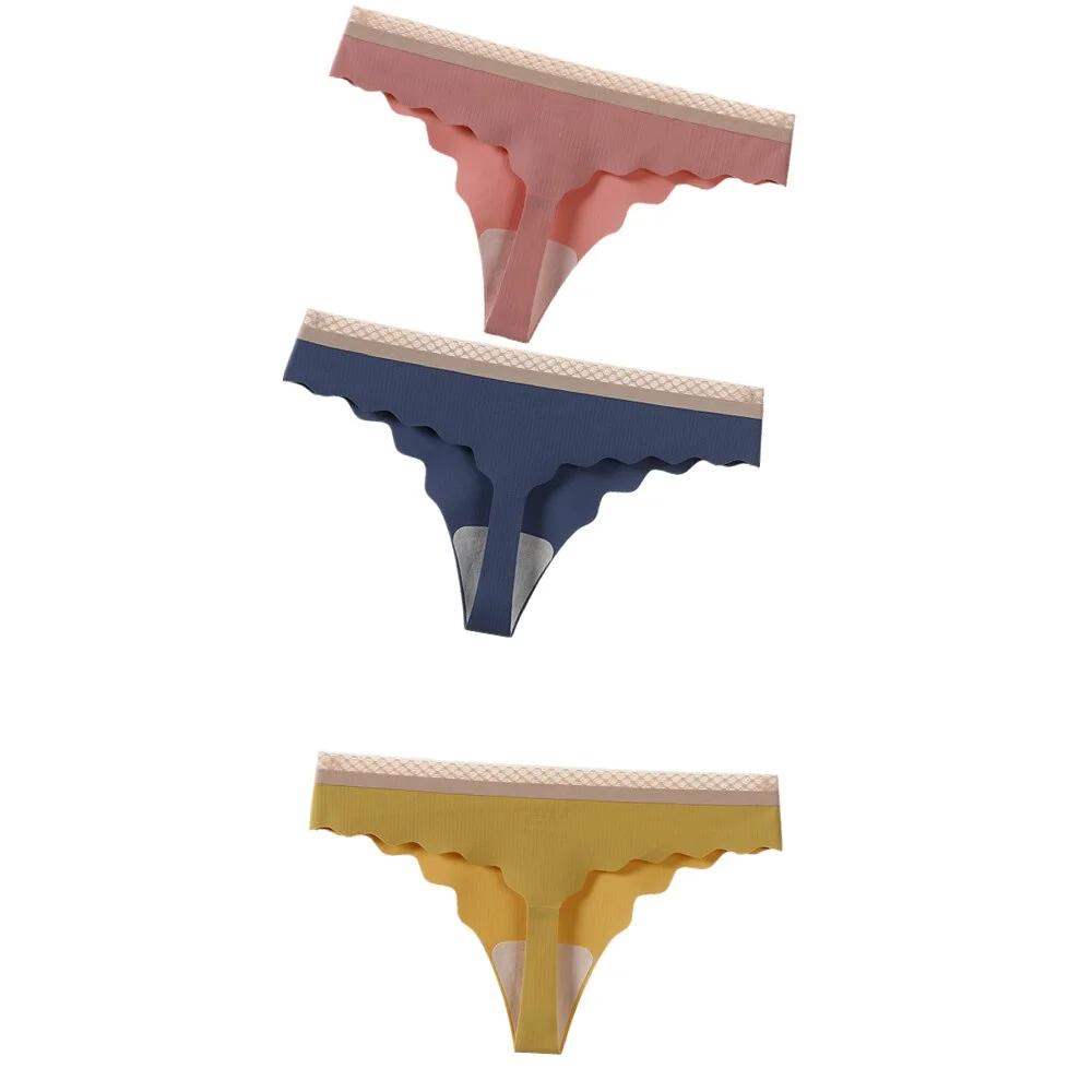 3Pcs Hot Ice Silk Women Panties Invisible Ultra Thin Seamless Underwear Thong Underpants Sexy Lingerie G String Intimates T Back