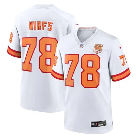 Men's '76 Tampa Bay Buccaneers #78 Tristan Wirfs  White 50th Season Game Jersey