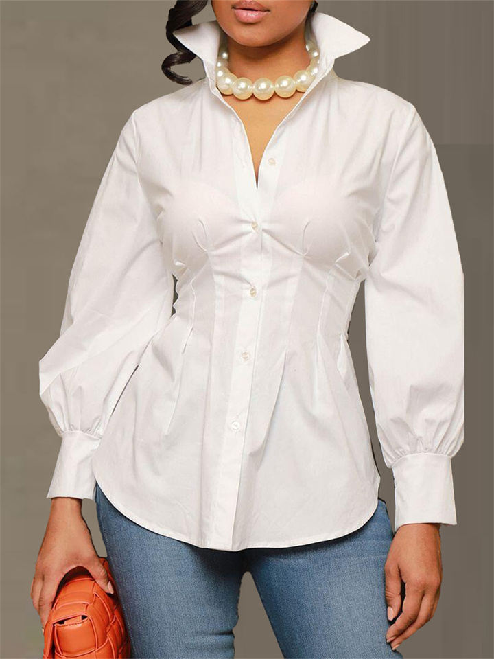 Sexy Slim Suit Button Cardigan Solid Color Shirt Blouse