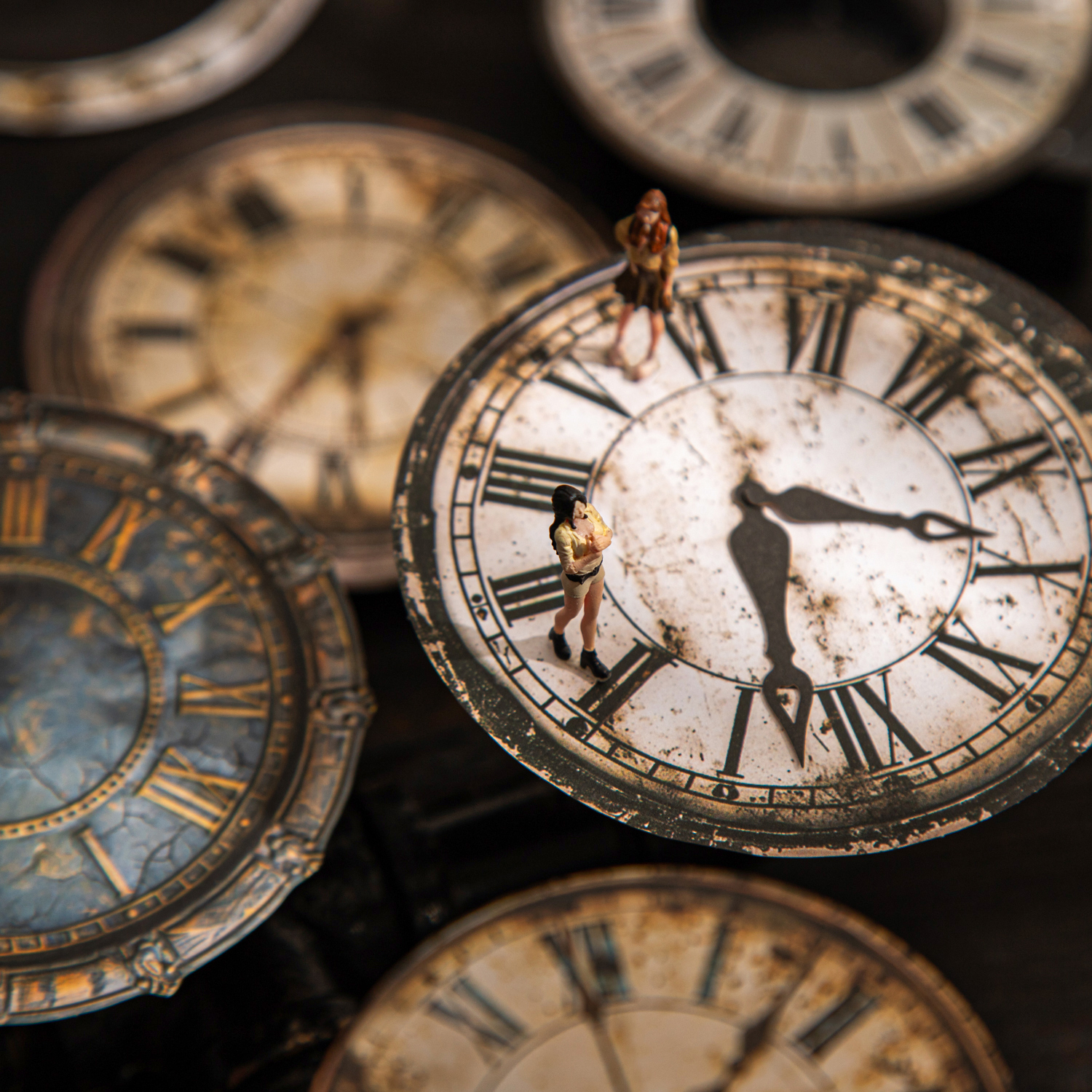 스티커 - 회전하는 시간 시리즈 빈티지 시계