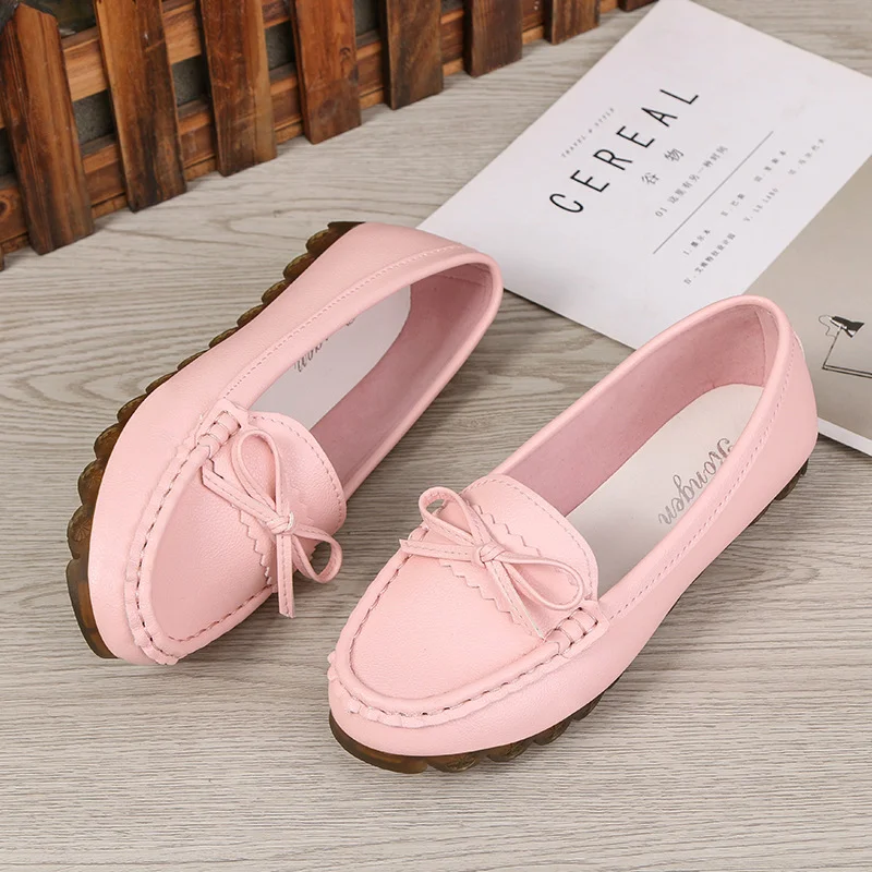 Breakj Breakj Shoes Women Spring New Flat Single Shoes Soft Sole Lazy One Foot Mother White Nurse Shoes