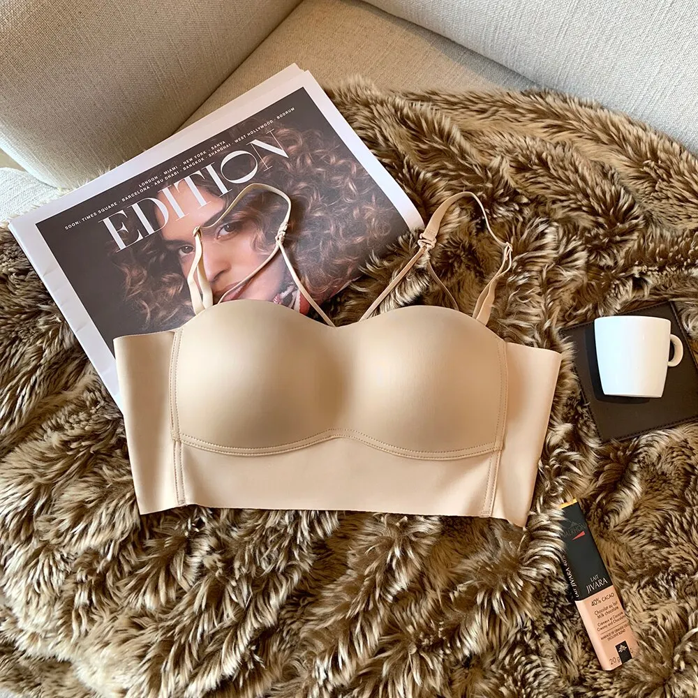 Wriufred Comfortable and seamless tube top bralette women's thin underwear  breathable adjustable bra sexy vest style lingerie