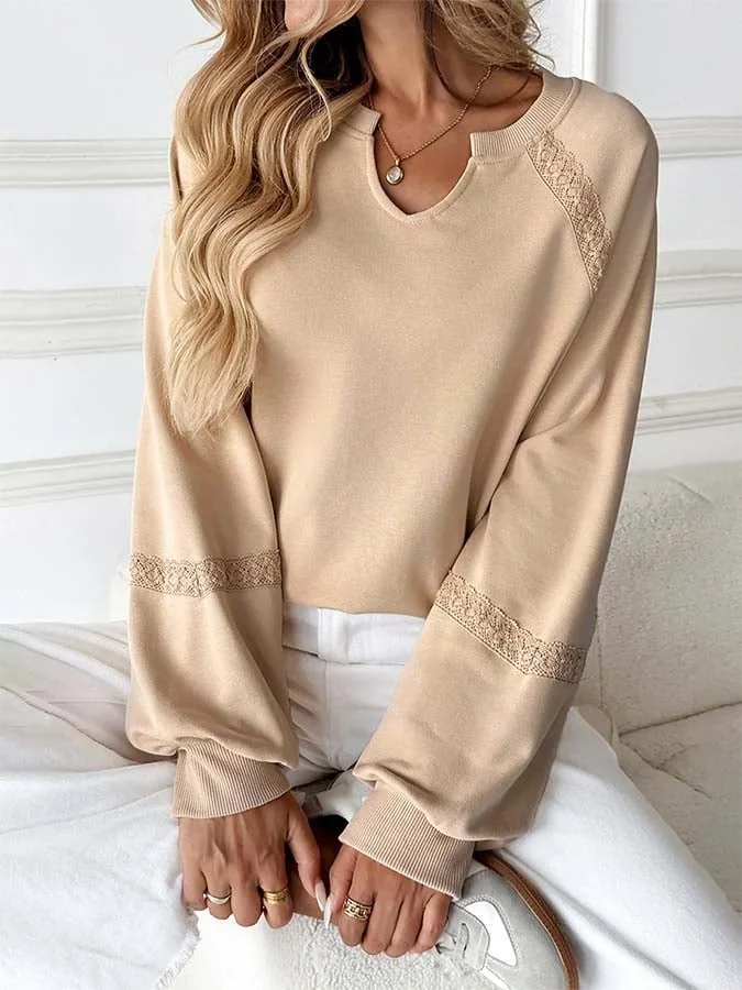Women'S Casual Loose Lace Patchwork Sweatshirt 