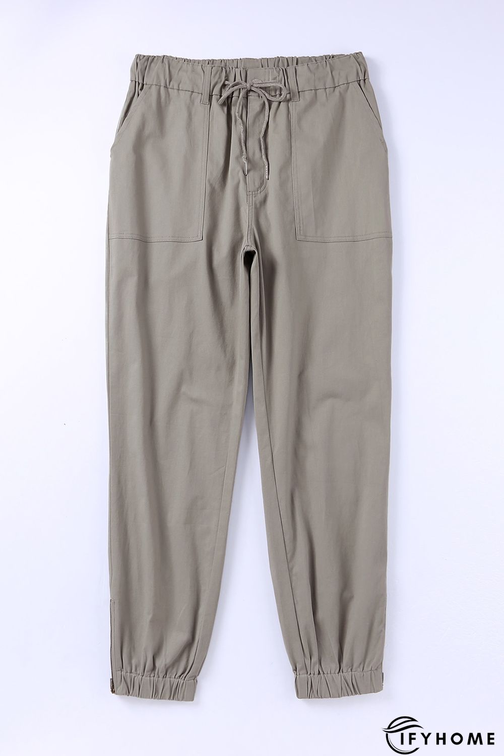Green Slim Fit Pocketed Twill Jogger Pants | IFYHOME