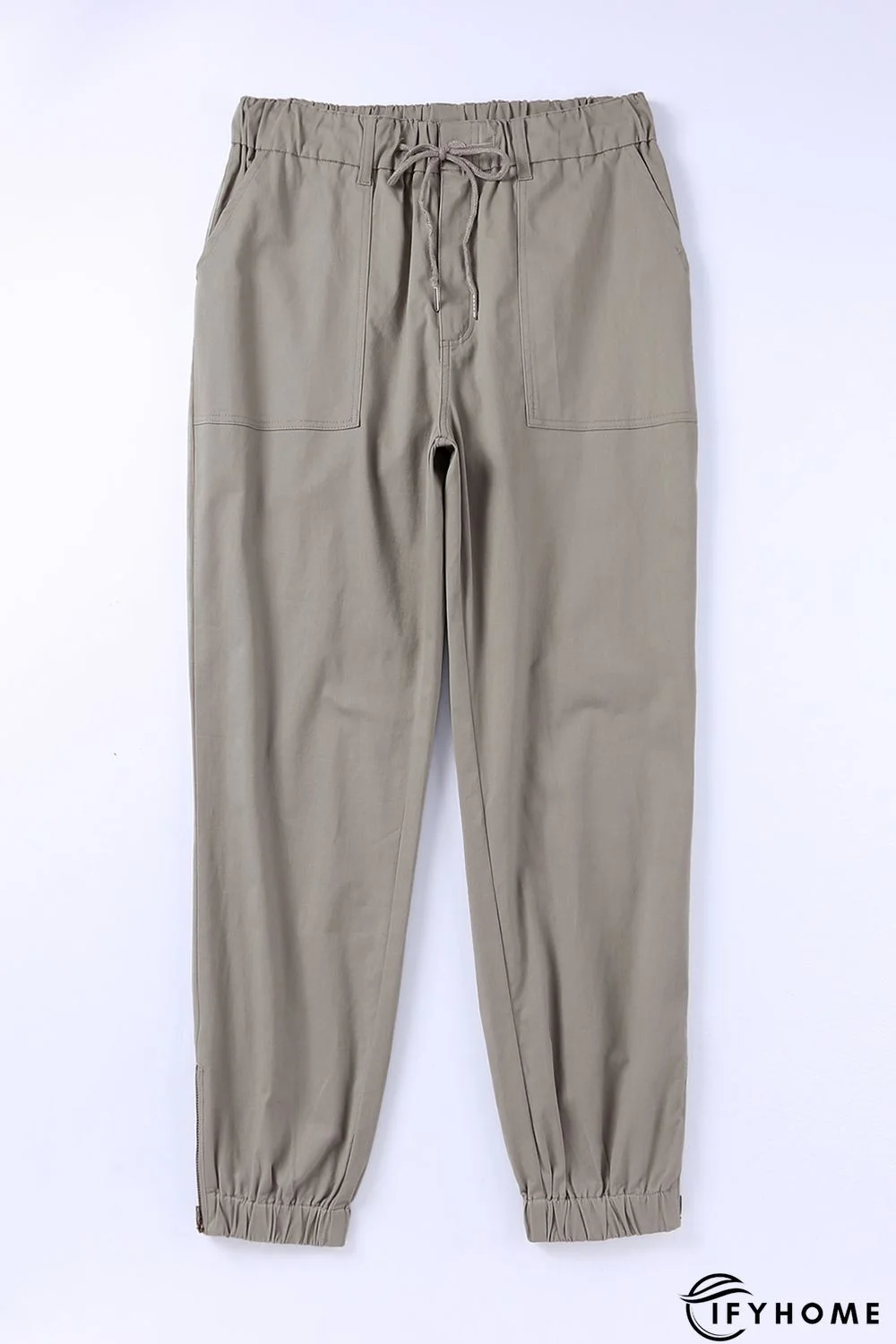 Green Slim Fit Pocketed Twill Jogger Pants | IFYHOME
