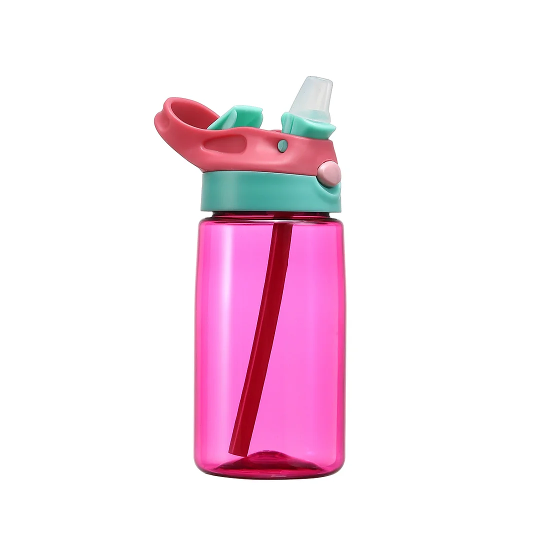Kids Children Water Bottle With Straw 400ml School Nursery Holiday Tour Hiking Party Sports Eco-friendly Bottles With Lid