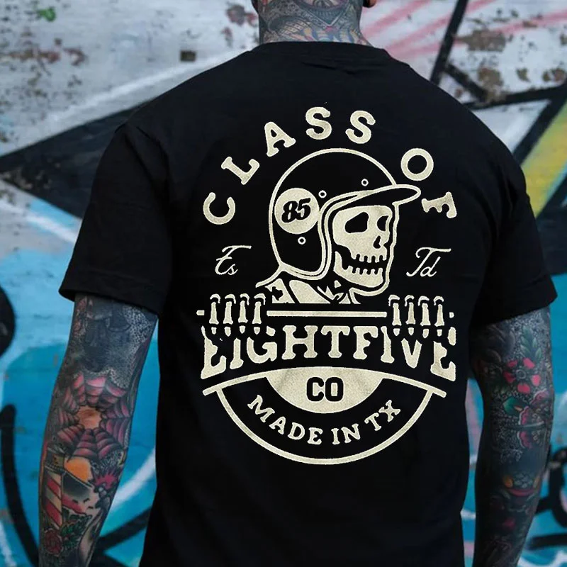 CLASS OF EIGHT FIVE Helmet Skeleton Print Men's T-shirt