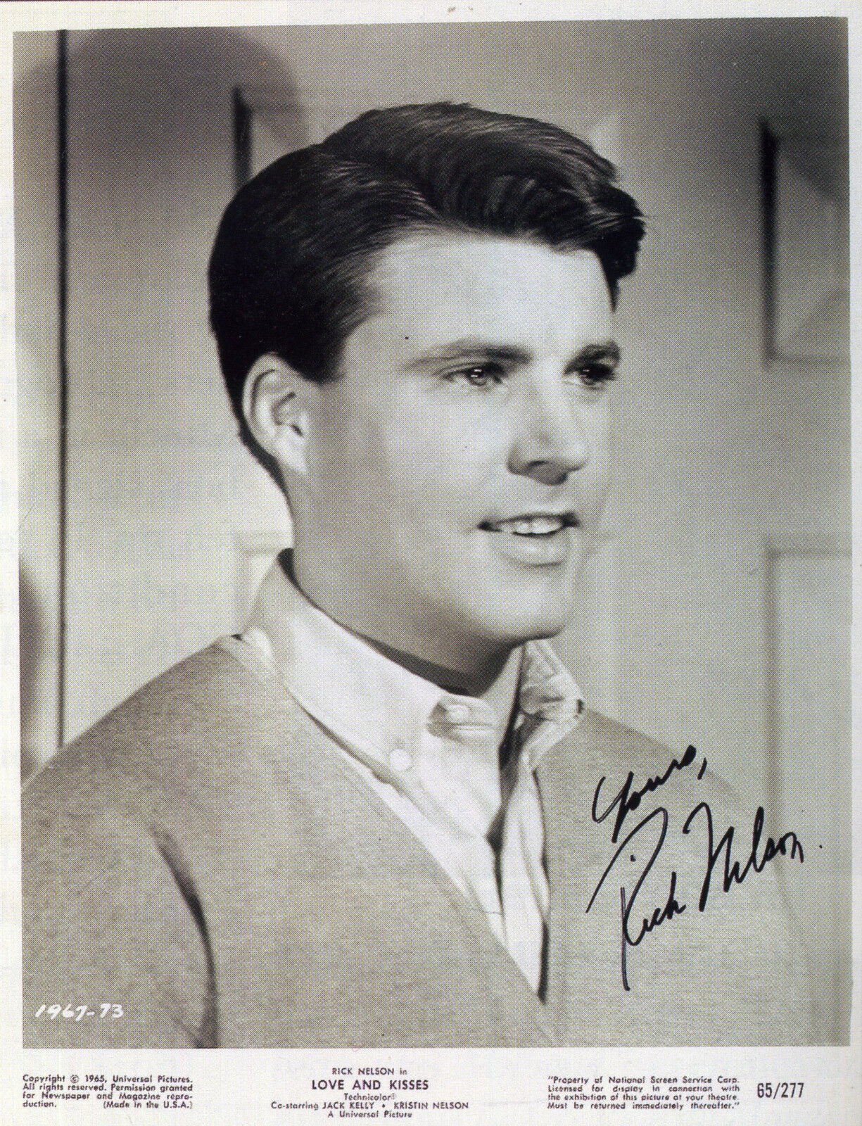 RICK NELSON Signed 'Love & Kisses' Photo Poster paintinggraph - Actor / Singer - Preprint